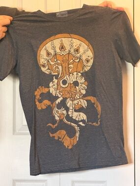 Curbside | Men's Vintage Graphic T-Shirt - Charcoal Trippy Jellyfish